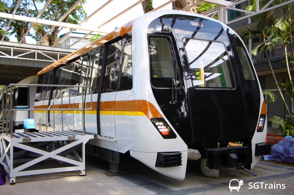 A mock-up of a Kawasaki-CRRC Sifang T251 MRT train which would be plying on the Thomson-East Coast Line.