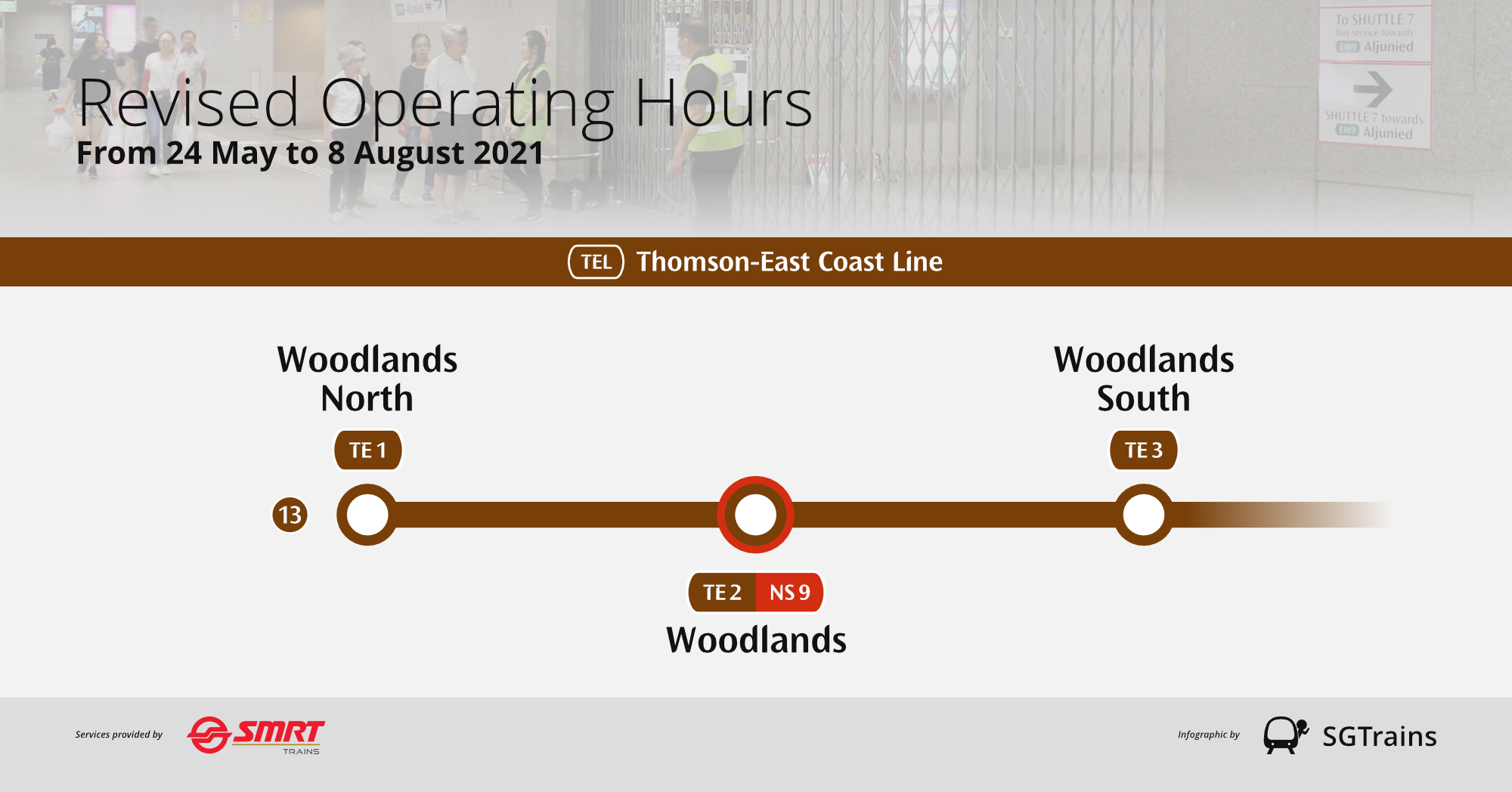 Early Closure & Late Opening of Thomson-East Coast Line Stations – May to August 2021