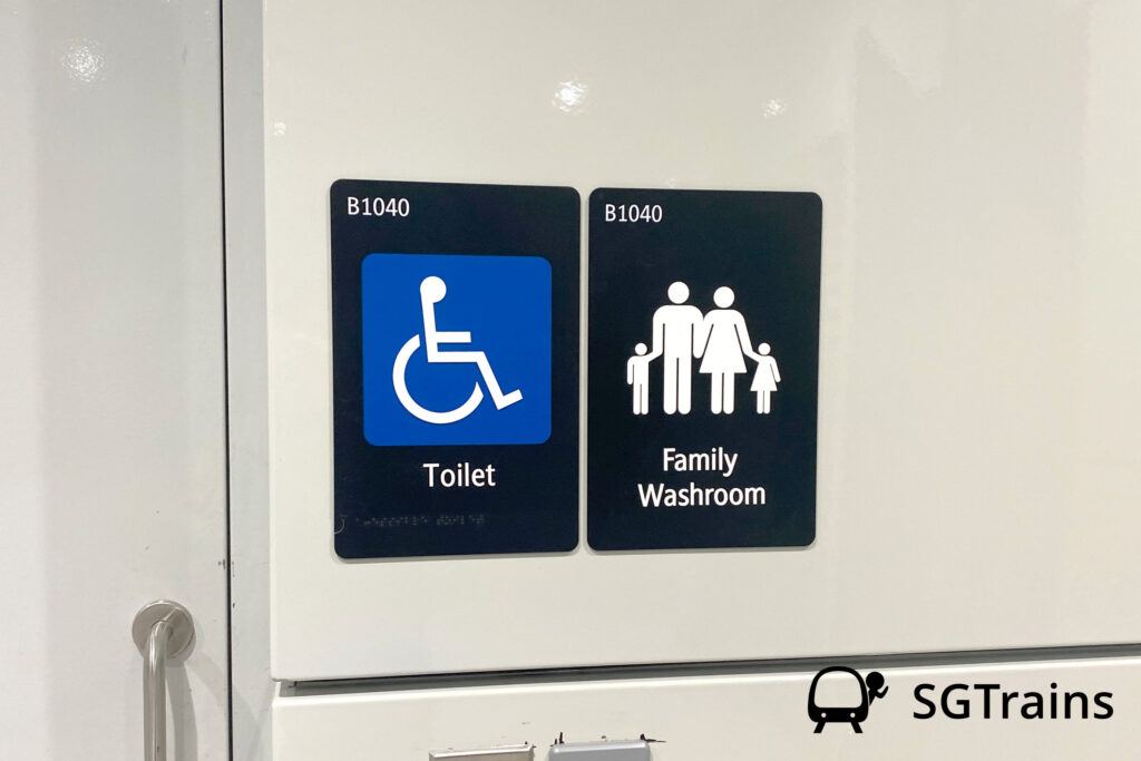 Signage for Wheelchair Accessible Toilet and Family Washroom. (Photo: SGTrains)
