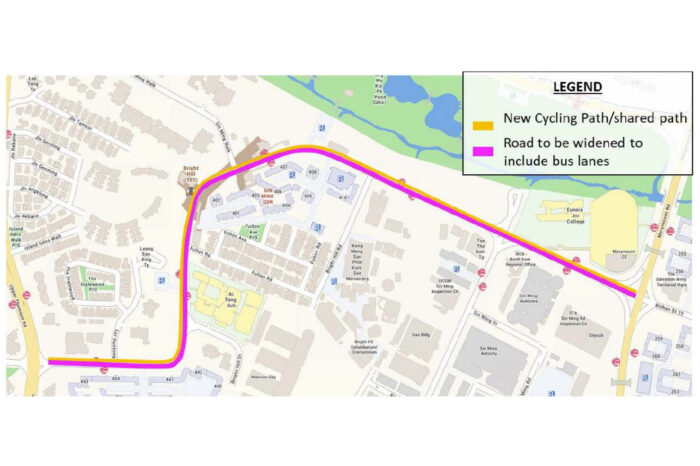 Location of the Transit Priority Corridor along Sin Ming Avenue. (Image: LTA)