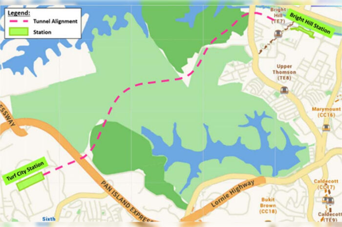 Location of Bored Tunnel between Fairways Drive and Sin Ming Walk. (Image: LTA)