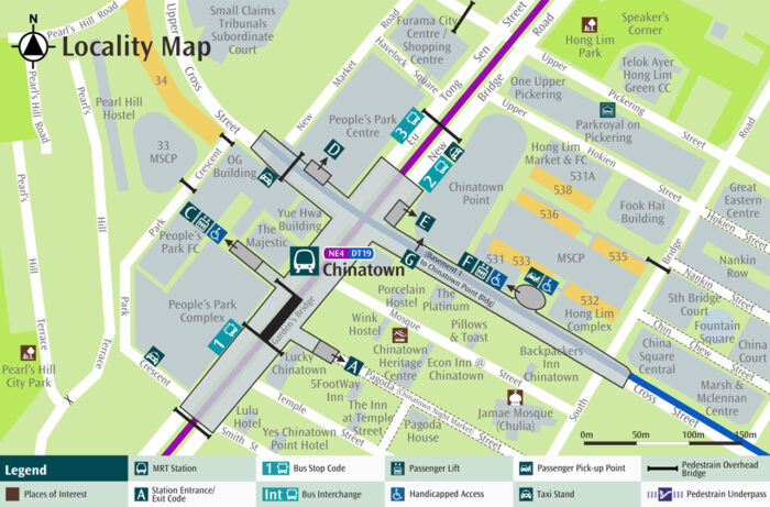 Click to Enlarge: Locality Map of Chinatown MRT station. (Image: SBS Transit)