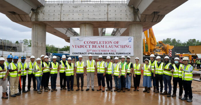 Completion of Viaduct Beam Launching of Turnback Tracks at Pasir Ris MRT Station