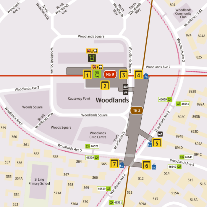 Click to Enlarge: Locality Map of Woodlands MRT station. (Image: SMRT)