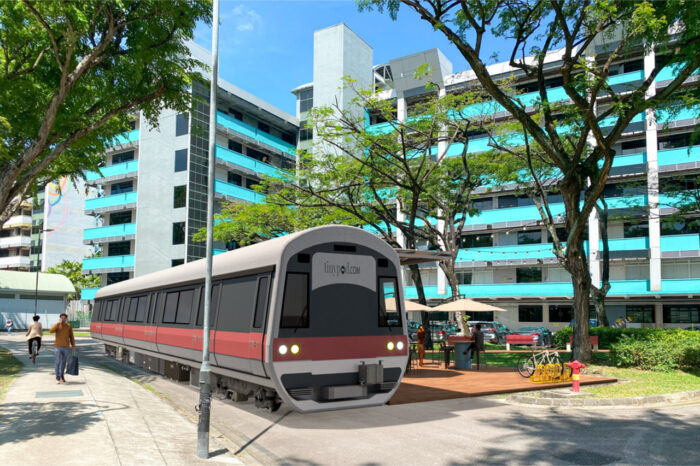 Tiny Pod’s co-living train hotel. (Image: Tiny Pod via JTC)