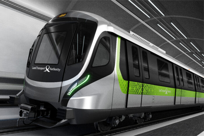Artist's Impression of the CRRC Qingdao Sifang CR151 train exterior for the Cross Island Line. (Image: LTA)