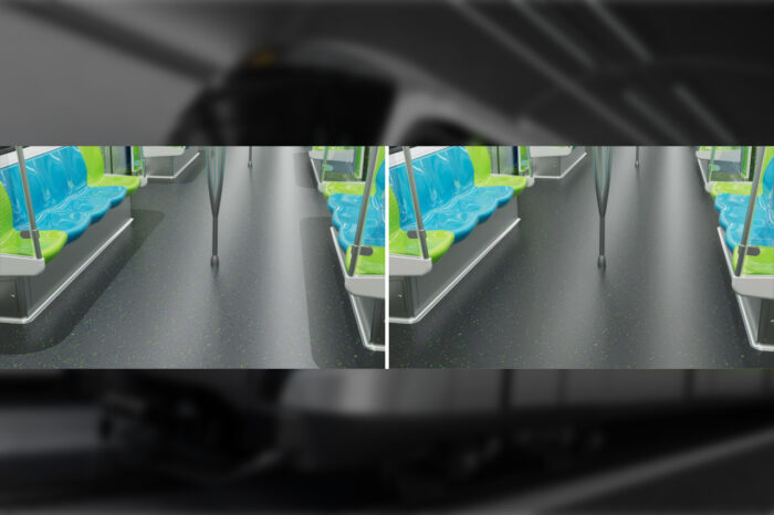 Choice of floor covering patterns for the CR151 train. (Image: LTA)