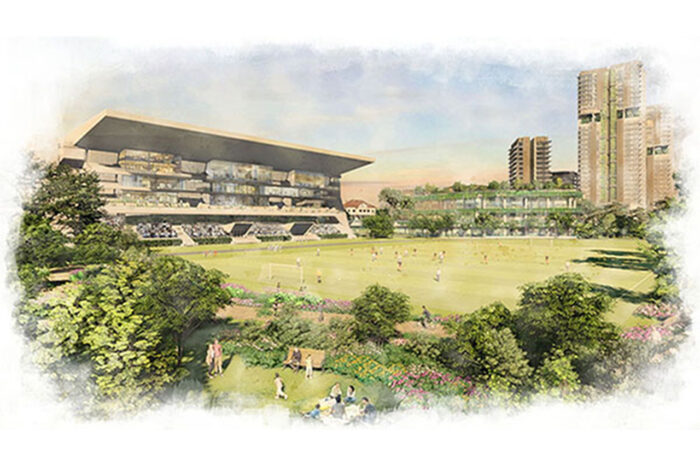 Artist's Impression of the repurposed Grandstand and central open spaces. (Image: URA)