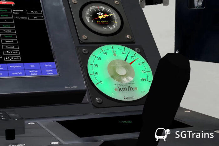 Close-up of the simulated TEL Train driving console. (Graphic: SGTrains)